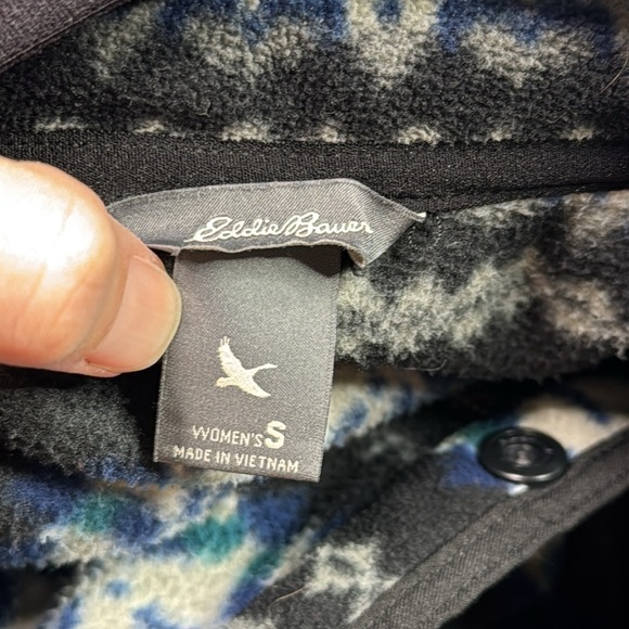 Eddie Bauer Blue Black 1/4 Zip Fleece Pullover Sweatshirt Small - Picture 7 of 9